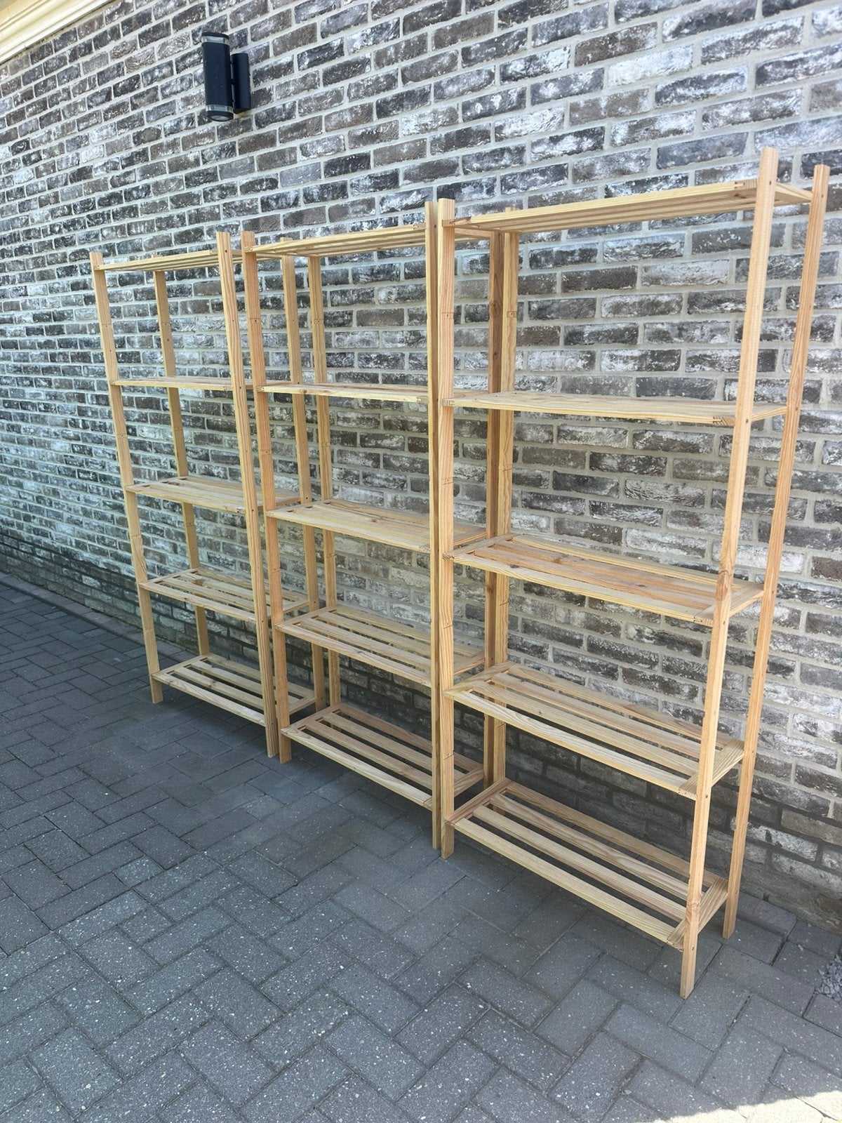 Drie houten stellingkasten, Ophalen, Zo goed als nieuw