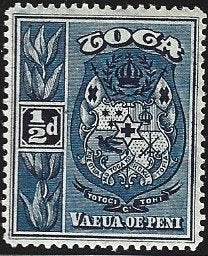To 4 - 1897/34 - Tonga/Coat of Arms/blauw, Ophalen of Verzenden, Postfris