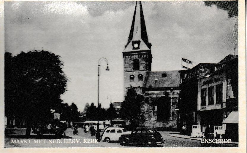 ENSCHEDE - MARKT met NED.HERV. KERK, Ophalen of Verzenden, Ongelopen, Overijssel