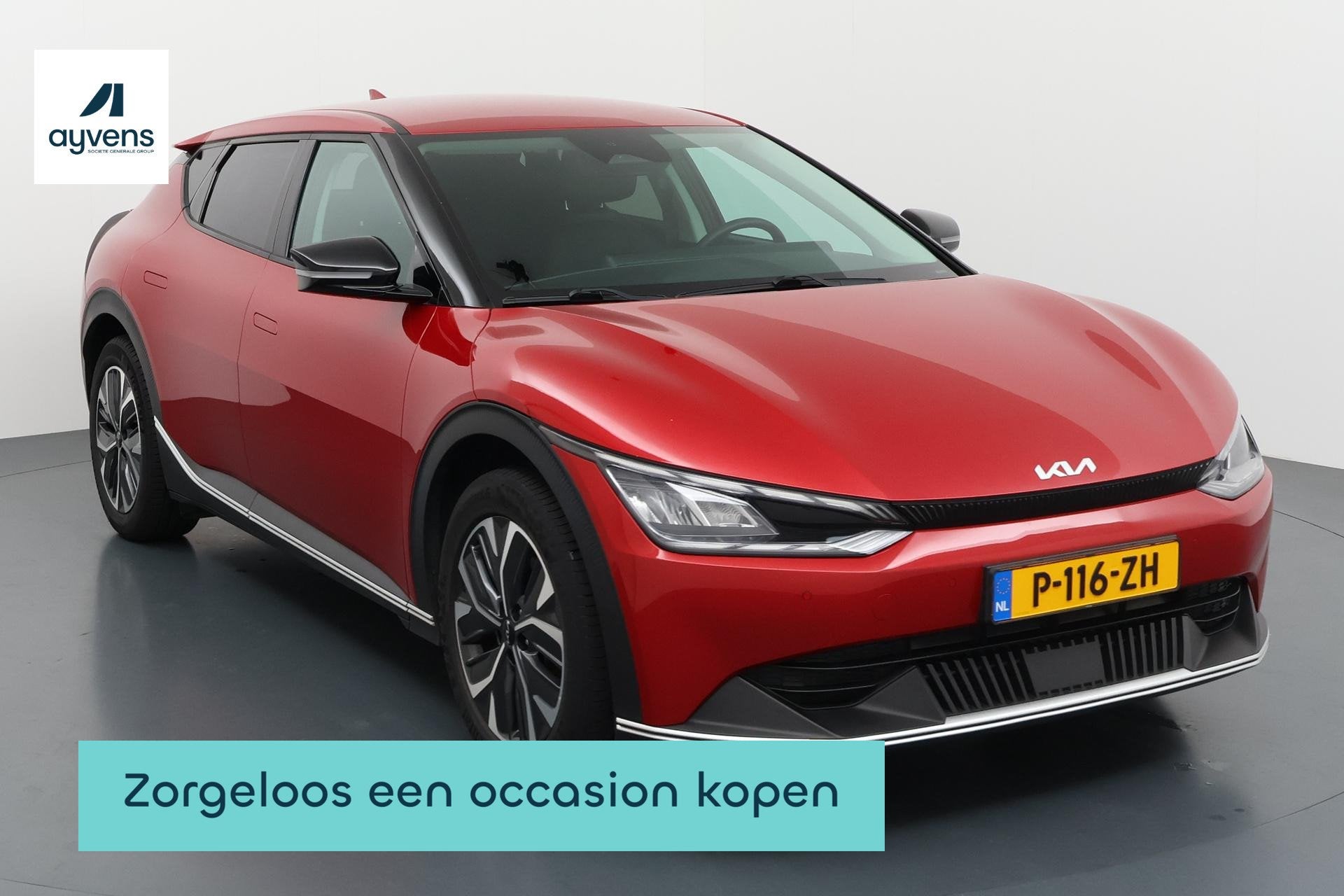 Kia EV6 Air 58 kWh Fel en flitsend onderweg met alle gemak, Auto's, Automaat, Gebruikt, 750 kg, Leder en Stof