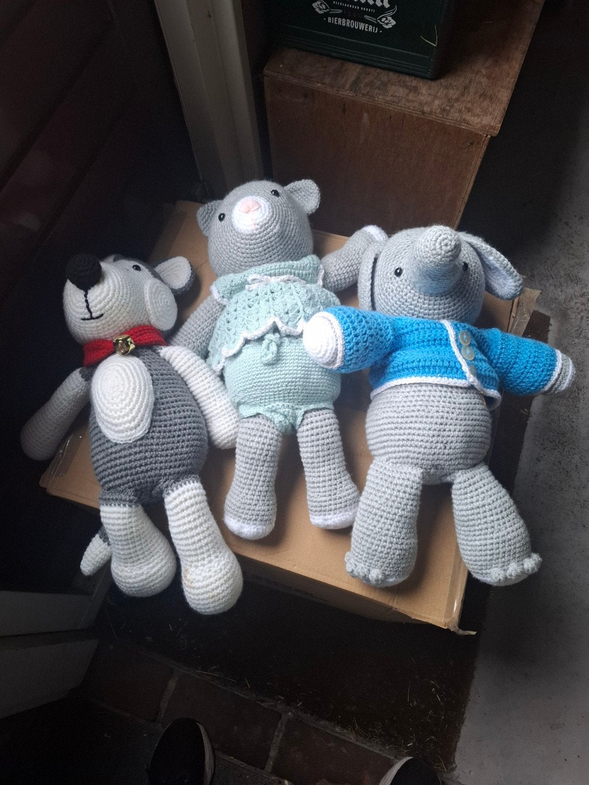 Gehaakte knuffels: muis, beer en olifant, Overige merken, Overige karakters, Ophalen of Verzenden, Zo goed als nieuw