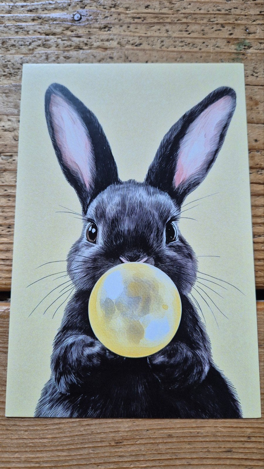 💛Ansichtkaart Bubble Gum Art Konijn Yellow papercraft sweet, Ophalen of Verzenden, 1980 tot heden, Overige thema's