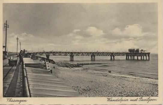 Vlissingen Wandelpier met Paviljoen, Verzenden, 1940 tot 1960, Gelopen, Zeeland