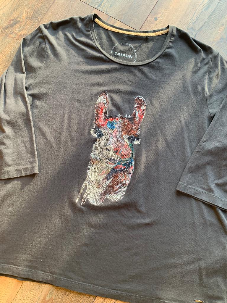 Taifun Gerry Weber tshirt 48 labelmaat 44 pasmaat lama print, Ophalen of Verzenden, Gedragen, Shirt of Top