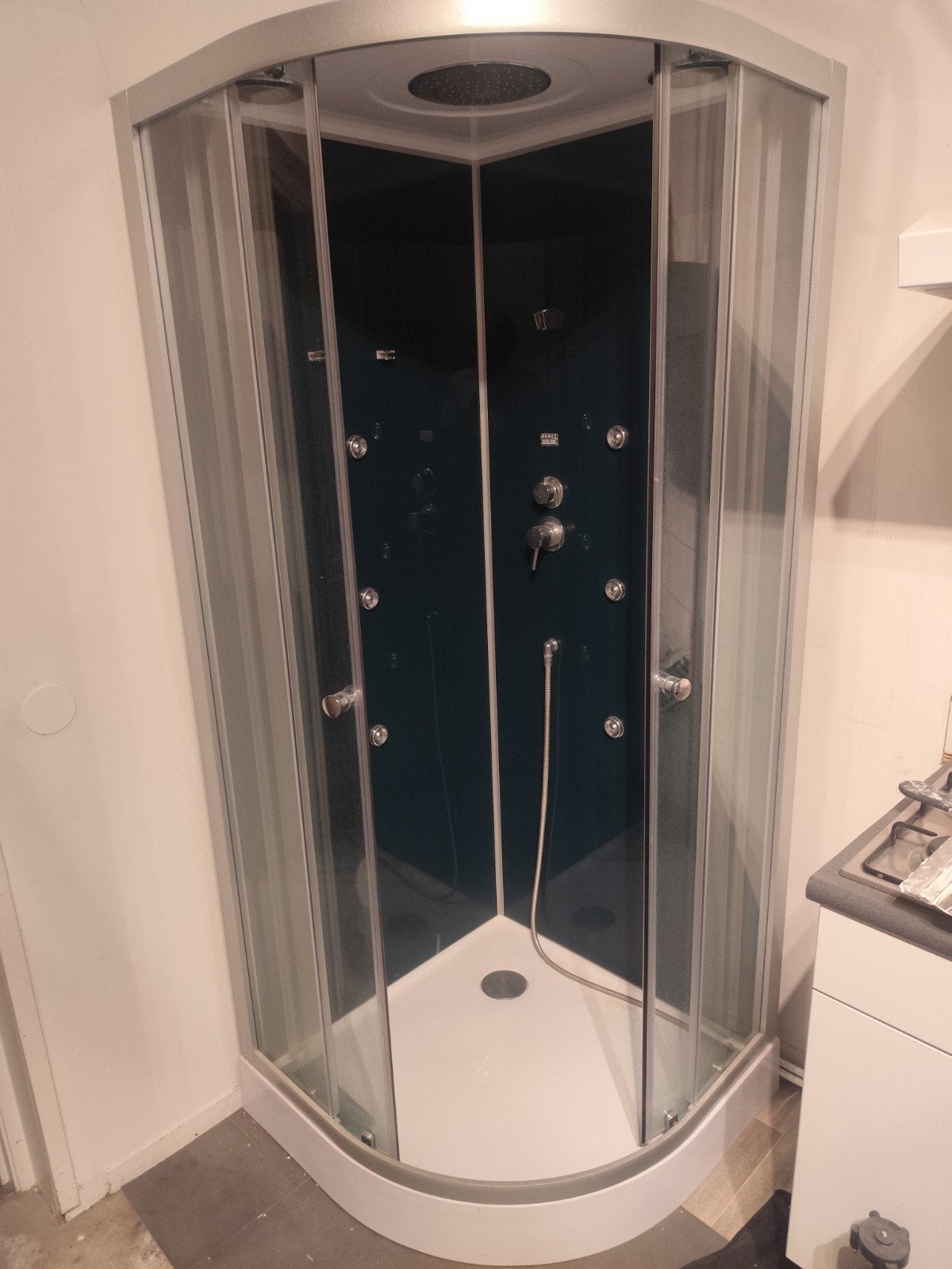 Vrijstaande douchecabine met hydromassage, Ophalen of Verzenden, Gebruikt, Glas, Douche