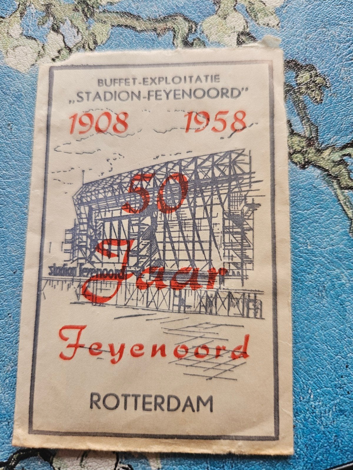 Feyenoord 50 Jaar 1908-1958 suikerzakje, Ophalen of Verzenden, Gebruikt, Feyenoord, Overige typen