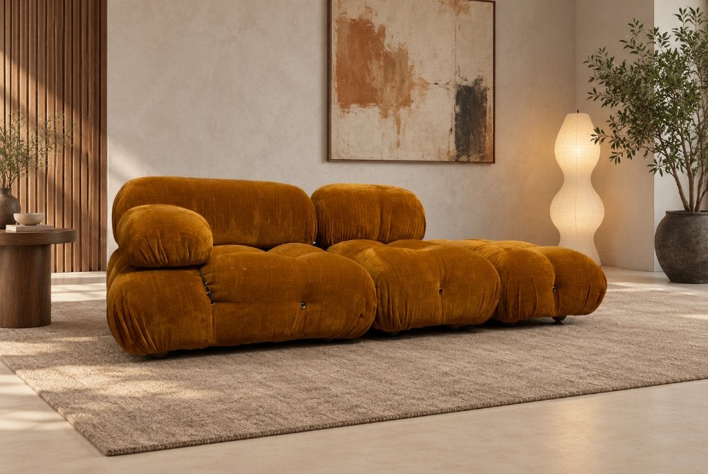 NIEUWSTAAT B&B Italia Camaleonda Okergeel | NP €17.500, Huis en Inrichting, 75 tot 100 cm, Rechte bank, B&B Italia, Design Bank Bankstel Zetel 4-Zits B&B Italia