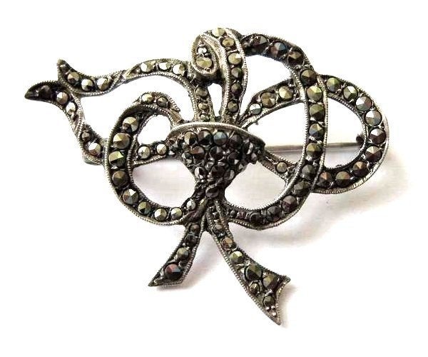 Prachtige antieke zilveren broche met markasieten (6714-2409, Ophalen of Verzenden, Zo goed als nieuw, Zilver, Zilver