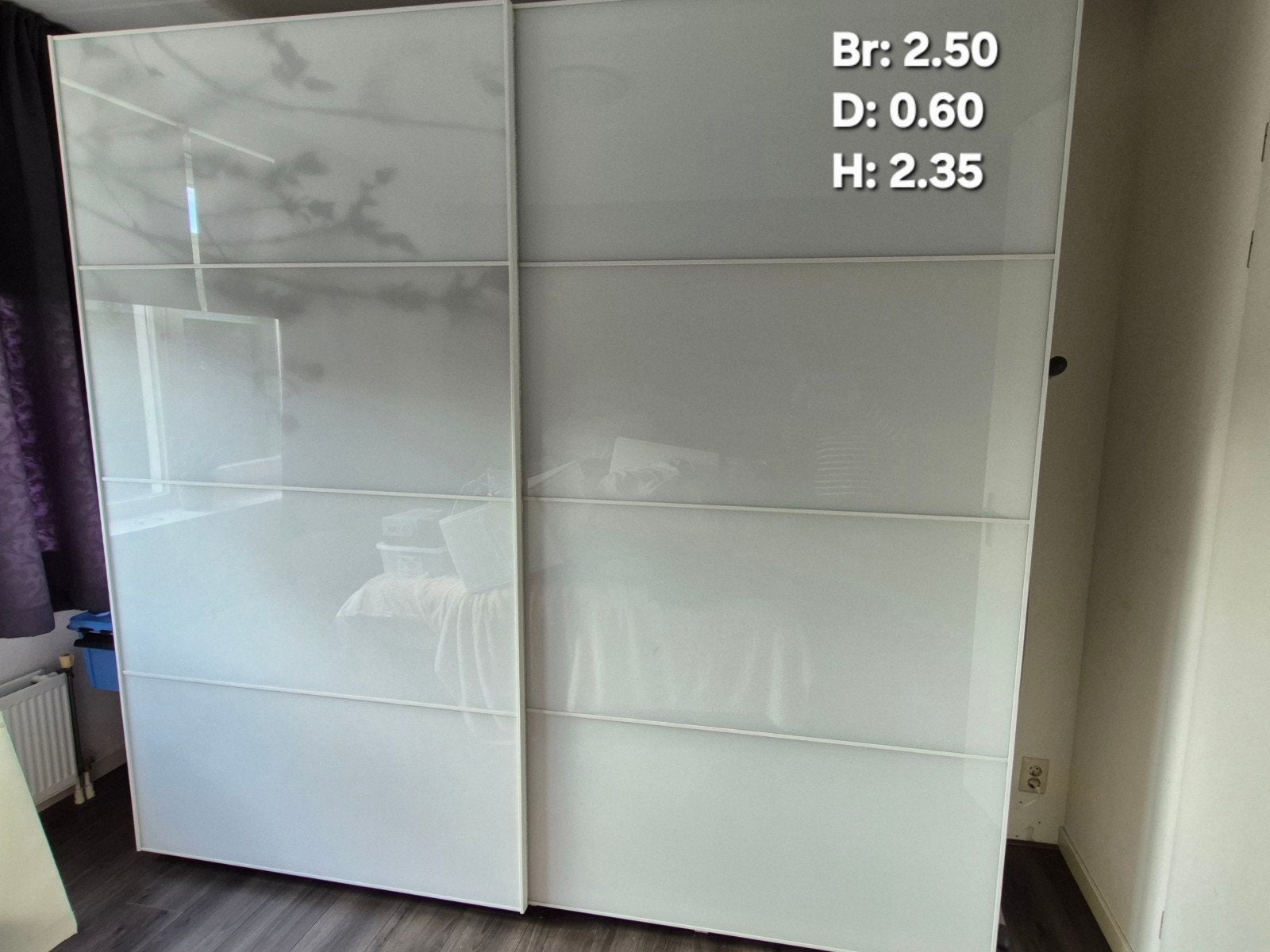 Ikea Pax kast met glazen deuren en boommotief, Ophalen, Met deur(en), Gebruikt, 200 cm of meer
