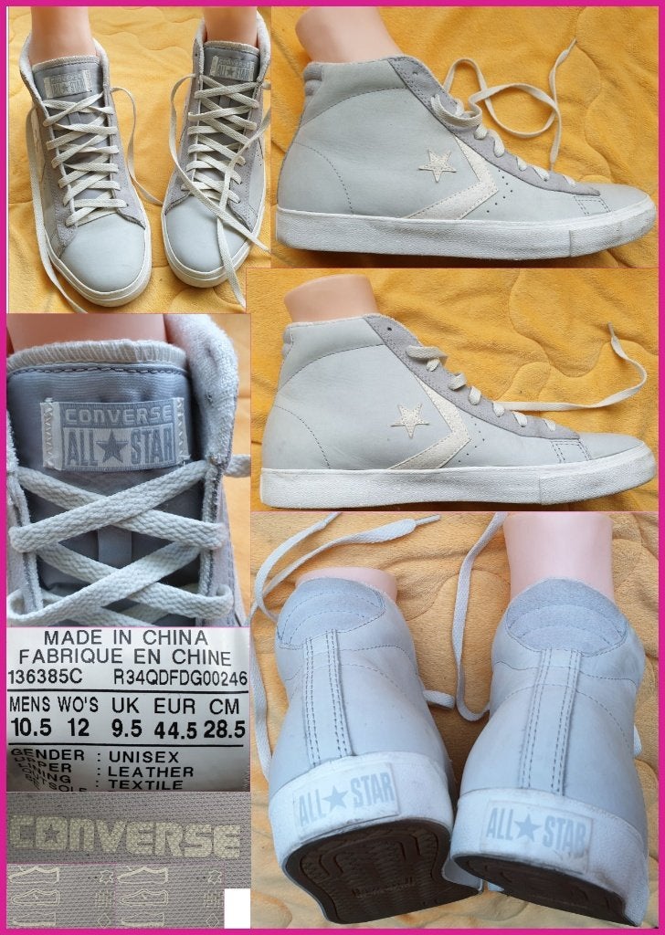 CONVERSE heren lichtgrijze echt leren gympen maat 44,5, Overige kleuren, Ophalen of Verzenden, Converse All Star, Sneakers of Gympen