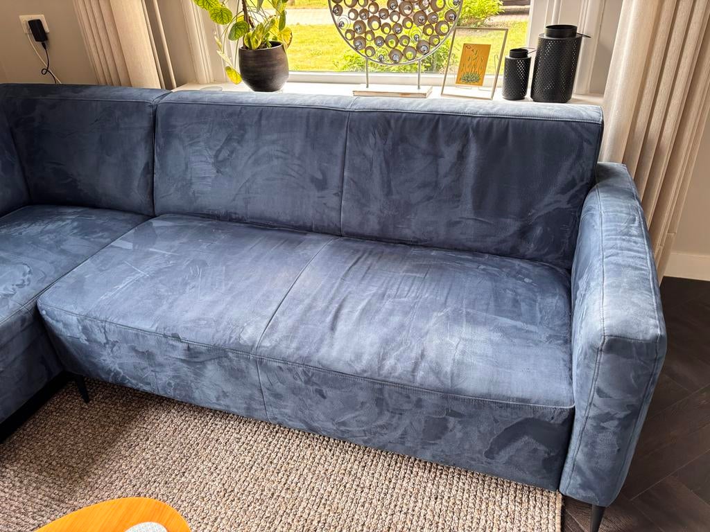 Bank Key West - Raw Navy Hoekbank met metalen poten, Huis en Inrichting, Banken | Bankstellen, Ophalen, Gebruikt, Hoekbank, 75 tot 100 cm