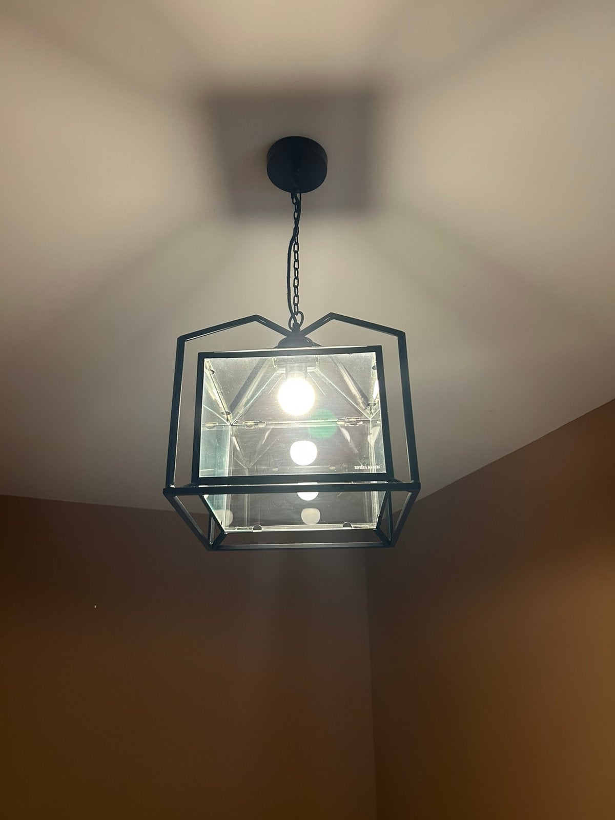 Rivièra Maison - Hanglamp - Zwart - Glas - E27, Ophalen, Zo goed als nieuw, Metaal