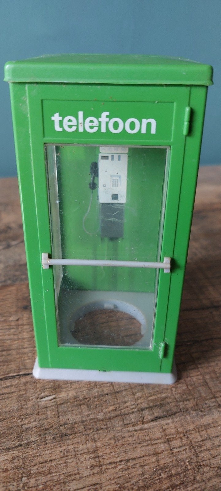 Vintage Telefooncel Spaarpot - Groen, Ophalen of Verzenden, Gebruikt
