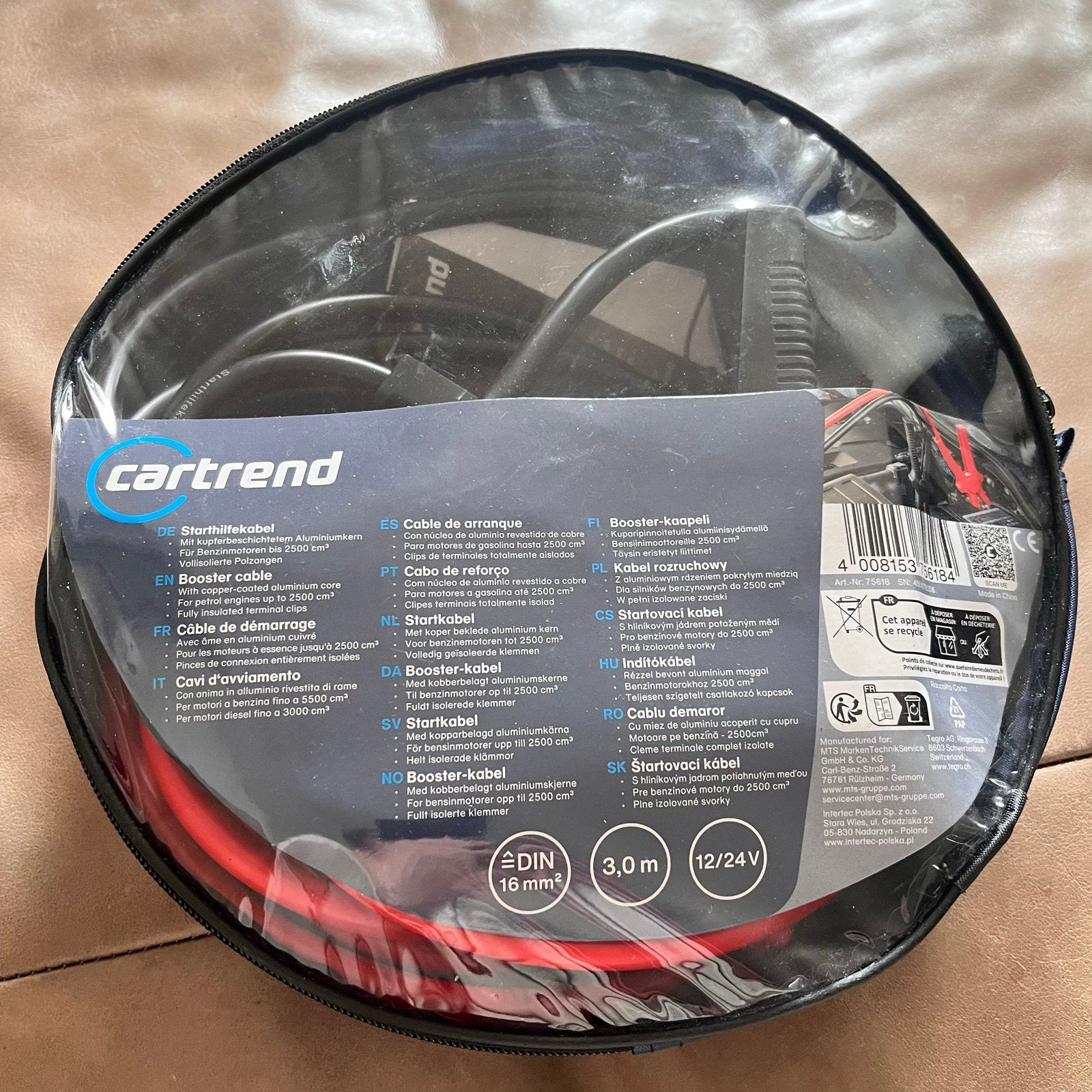 Startkabel Cartrend 16mm² 3m 12/24V, Auto diversen, Jumpstarters, Nieuw, Ophalen of Verzenden
