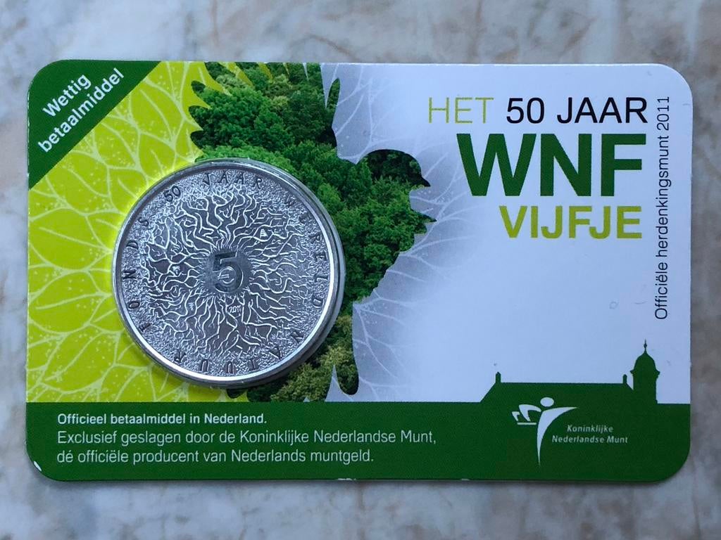 Het 50 jaar WNF Vijfje, Postzegels en Munten, Munten | Nederland, Verzenden, Koningin Beatrix, Euro's, Losse munt