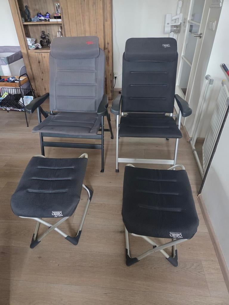 2 Crespo stoelen met voetenbankjes - Zo goed als nieu, Caravans en Kamperen, Ophalen, Zo goed als nieuw, Campingstoel