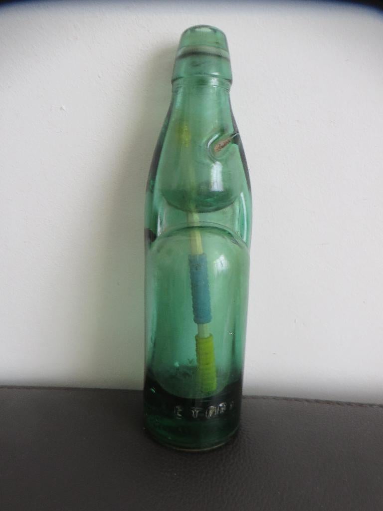 Antieke knikker limonade fles, groen glas, Victory gemerkt, Antiek en Kunst, Ophalen of Verzenden