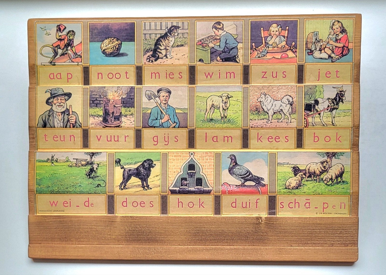 Houten leesplankje Aap Noot Mies, Ophalen of Verzenden