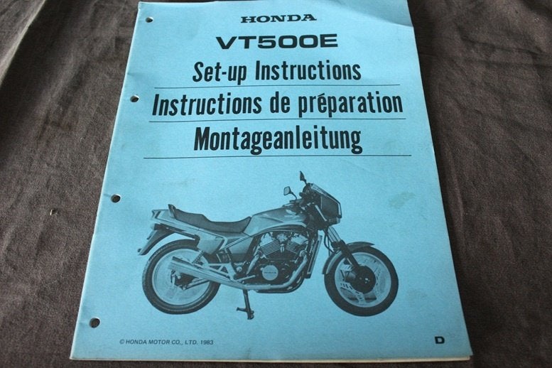 Honda VT500E 1983 motorcycle set up manual VT500 E, Ophalen of Verzenden, Honda