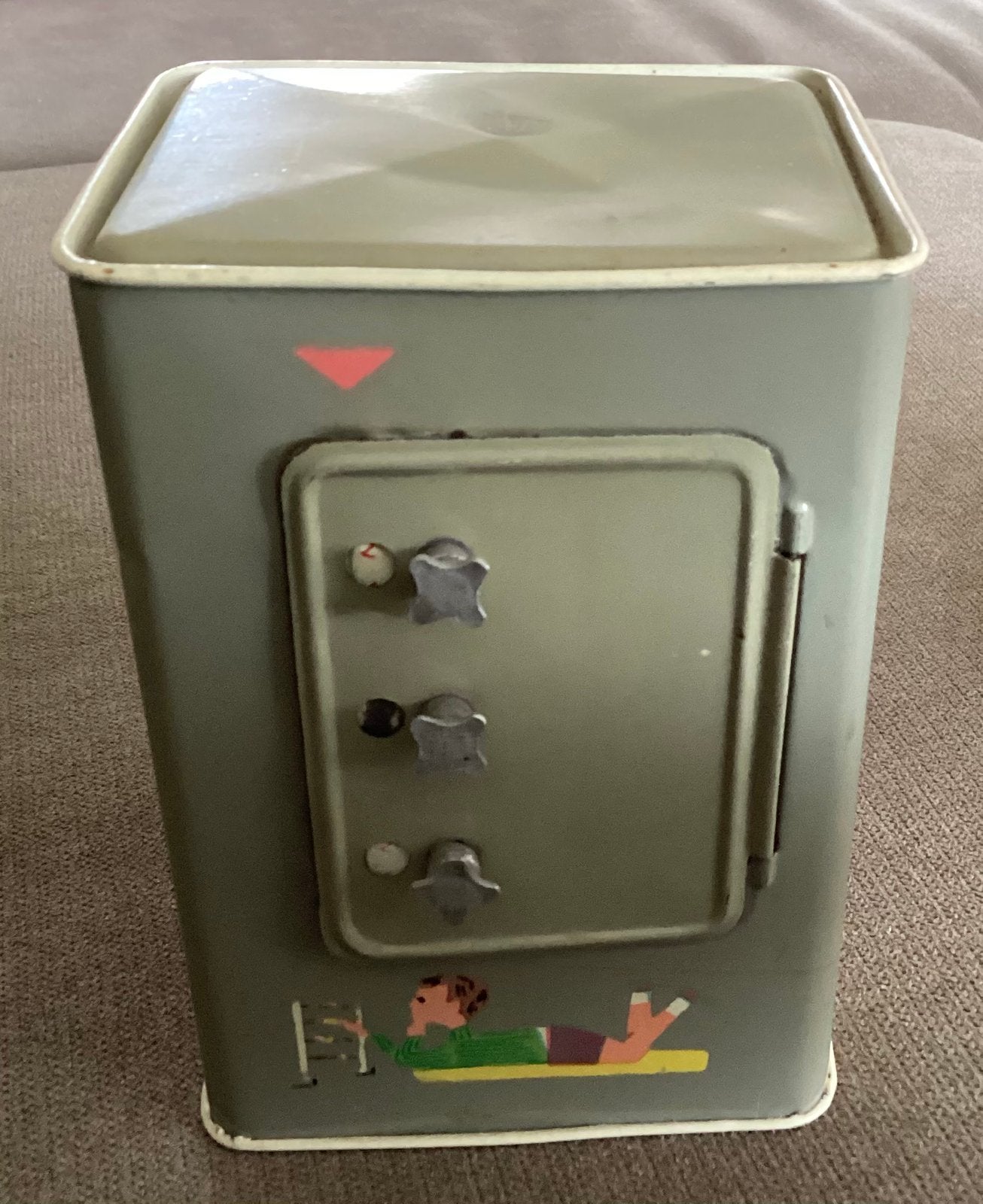 Oude blikken Spaarpot kluis,Safe met code,Roemenie, Antiek en Kunst, Ophalen