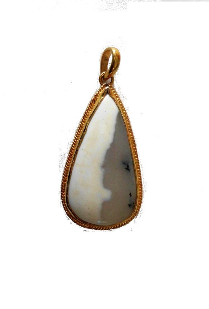 Exclusieve Vergulde Chalcedoon Hanger - 925 Zilver - LTR01, Verzenden, Nieuw, Steen of Mineraal, Met edelsteen