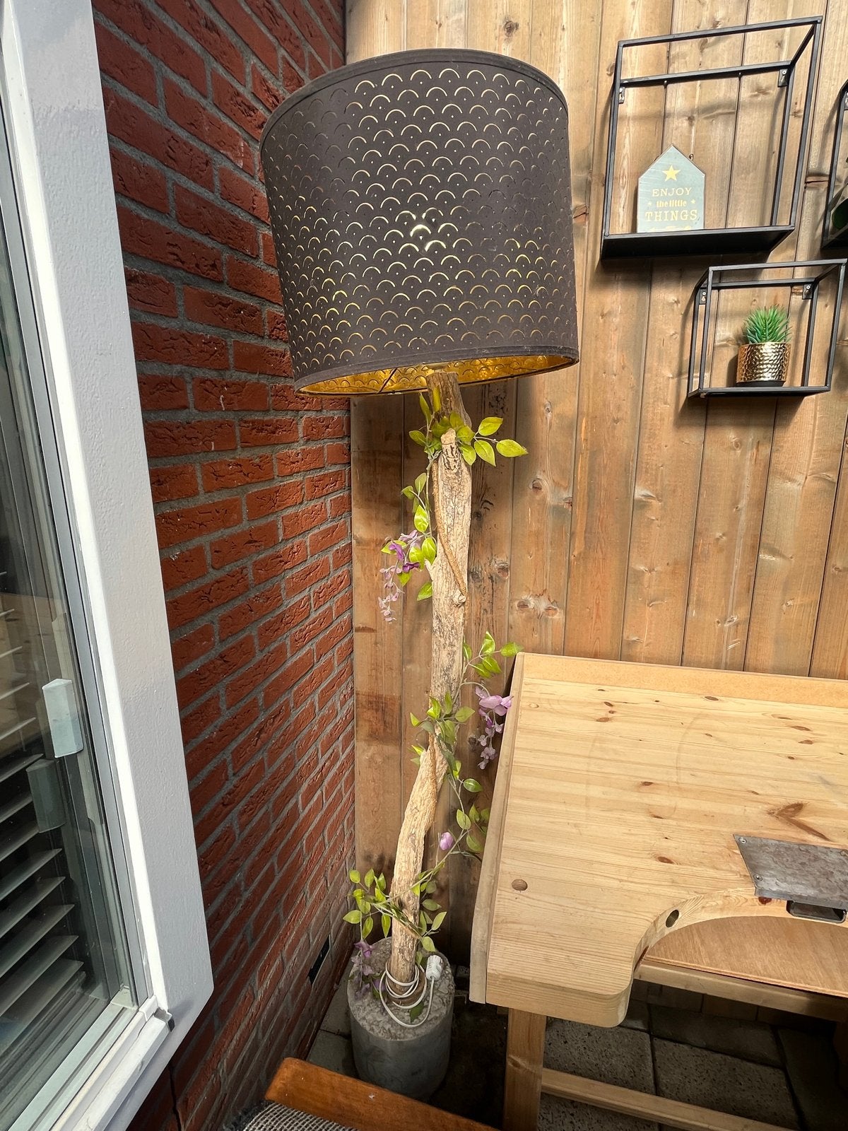 Unieke Boomstam Lamp met Sfeervolle Verlichting, Ophalen, Gebruikt, E27 (groot), 150 tot 200 cm