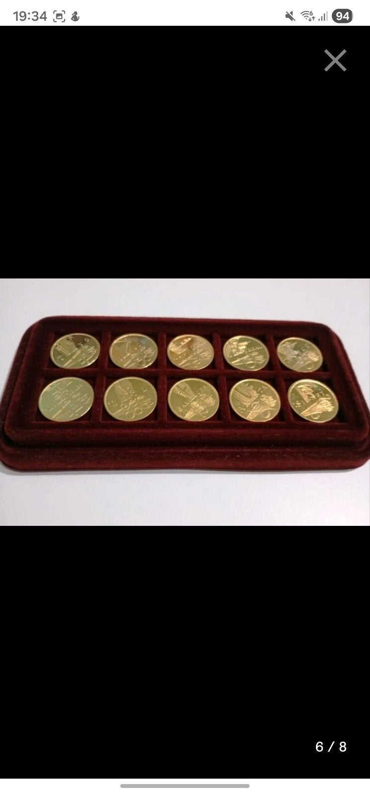 Complete collectie 10 Olympic Spelen 22K goudvergulde munten, Ophalen of Verzenden, Overige typen