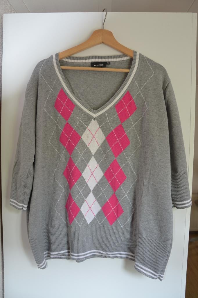 Promiss trui maat - 52 - ruitpatroon, Promiss, Maat 46/48 (XL) of groter, Ophalen of Verzenden, Zo goed als nieuw