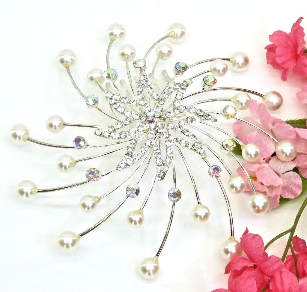 Schitterende strass haarkam met parels., Ophalen of Verzenden, Nieuw