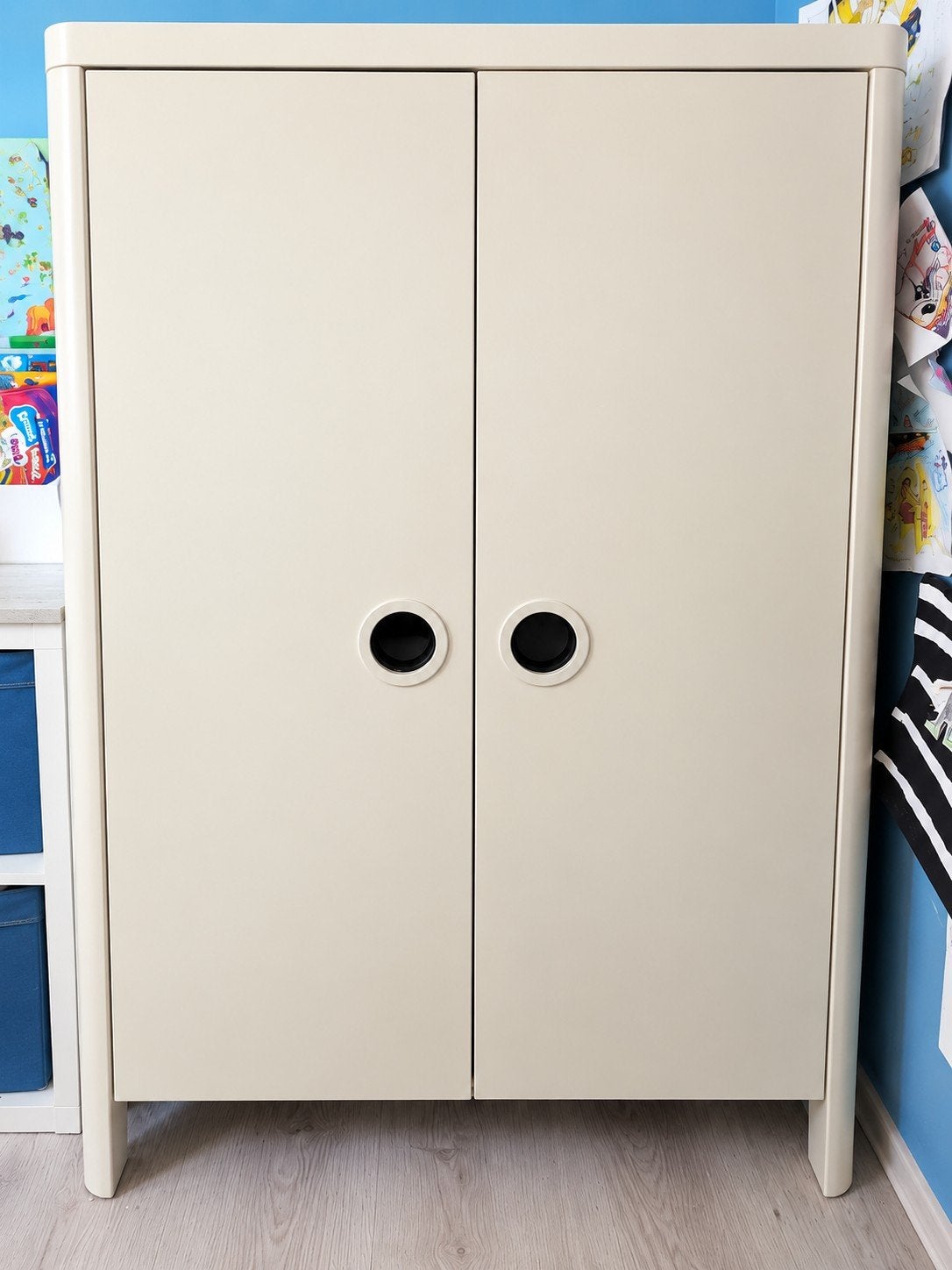 Witte Ikea BUSUNGE kledingkast met planken en hangruimte, Ophalen, Met deur(en), Gebruikt, 50 tot 100 cm