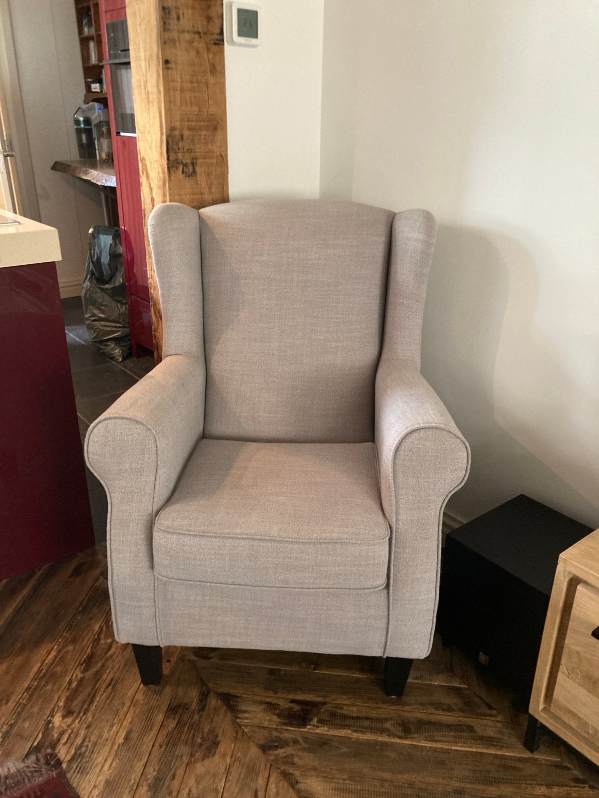 Grijze fauteuil stoel - Prominent - Zo goed als nieuw, Ophalen, 75 tot 100 cm, Zo goed als nieuw, Elegant klassiek