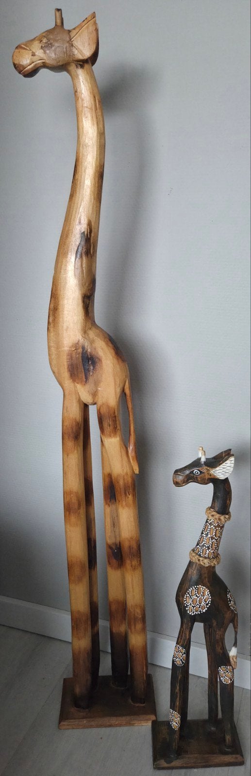 Houten Giraffe Beelden (125 cm & 60 cm)- Afrikaanse Stijl, Ophalen, 50 - 100 cm, Zoogdier, Handgemaakt
