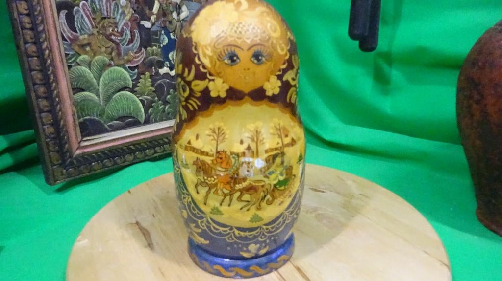 Handgeschilderde set van 9 matryoshka poppen., Gebruikt, ., Ophalen of Verzenden, .