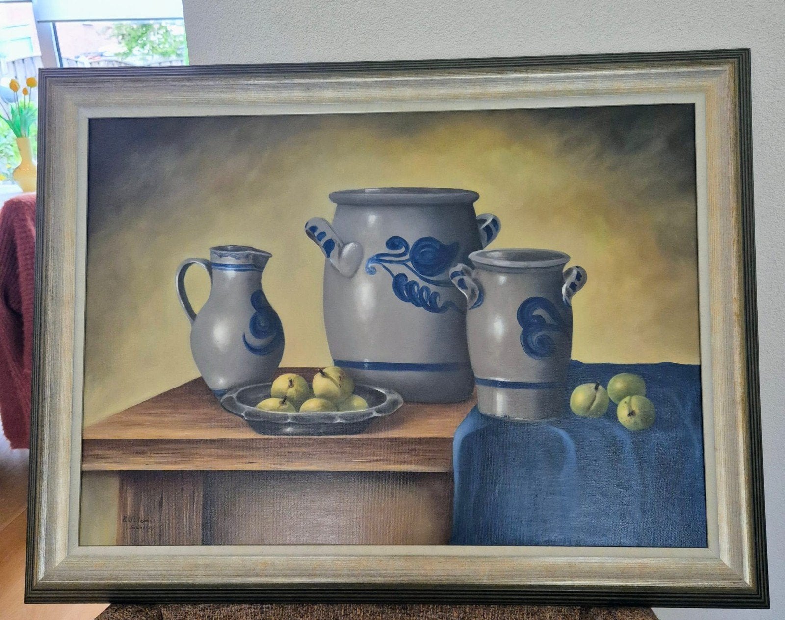 te koop mooie  schilderij keulse potten    afm  81x 61, Antiek en Kunst, Ophalen of Verzenden, Handgeschilderd