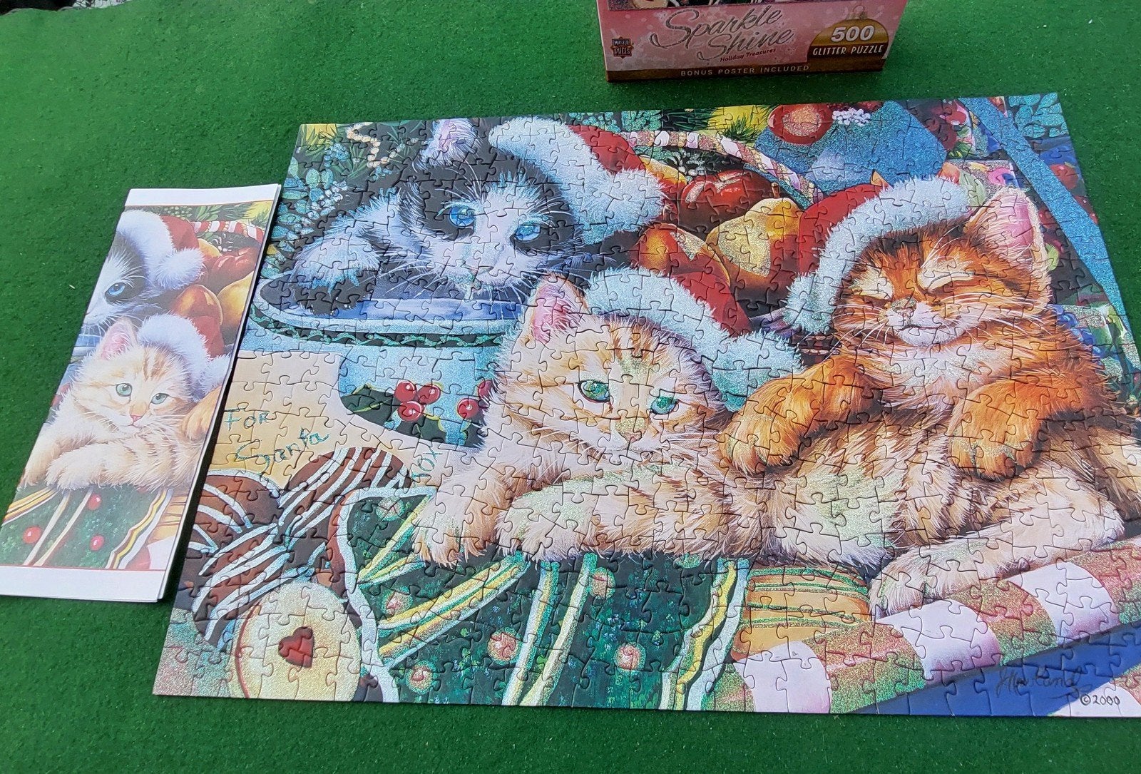 GLITTER PUZZEL :SPARKLE SHINE.Prachtige poezenpuzzel € 4.00., Ophalen of Verzenden, 500 t/m 1500 stukjes, Zo goed als nieuw, Legpuzzel