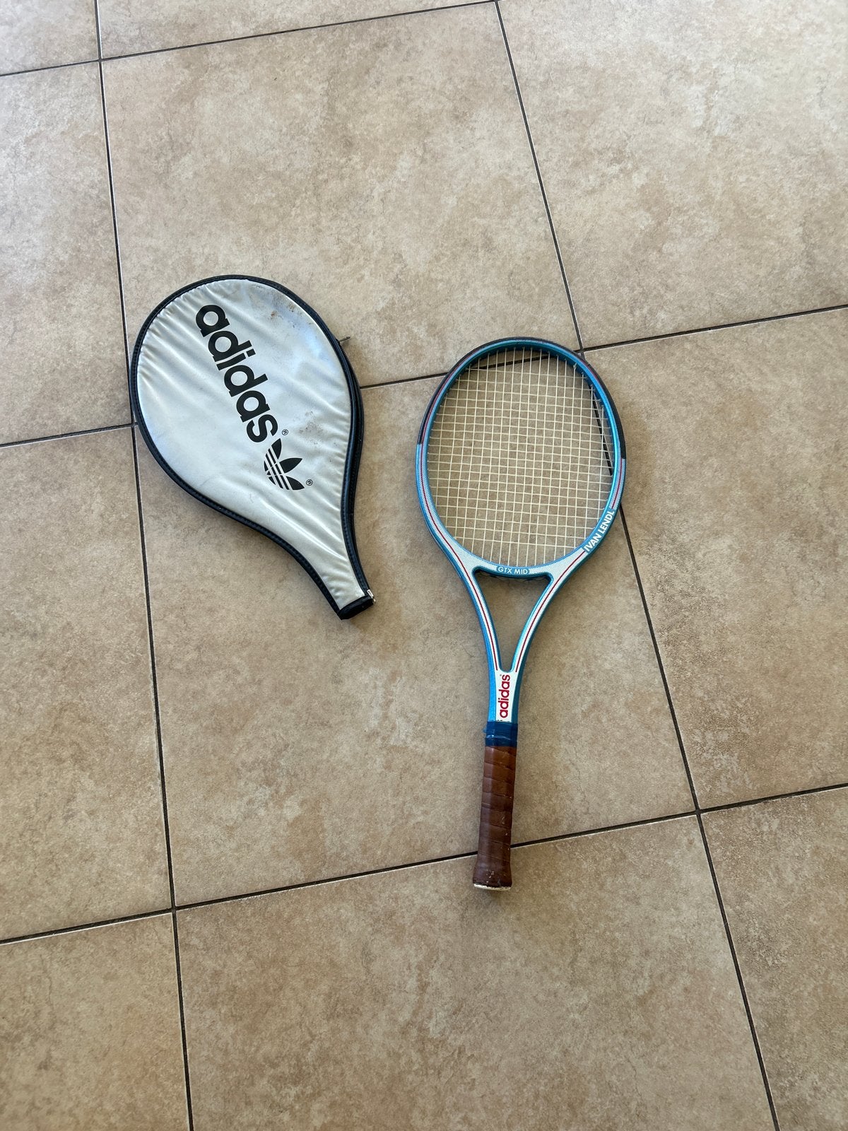 Vintage Adidas Ivan Lendl GTX Mid Tennisracket met hoes, Ophalen, Gebruikt, Racket, Adidas