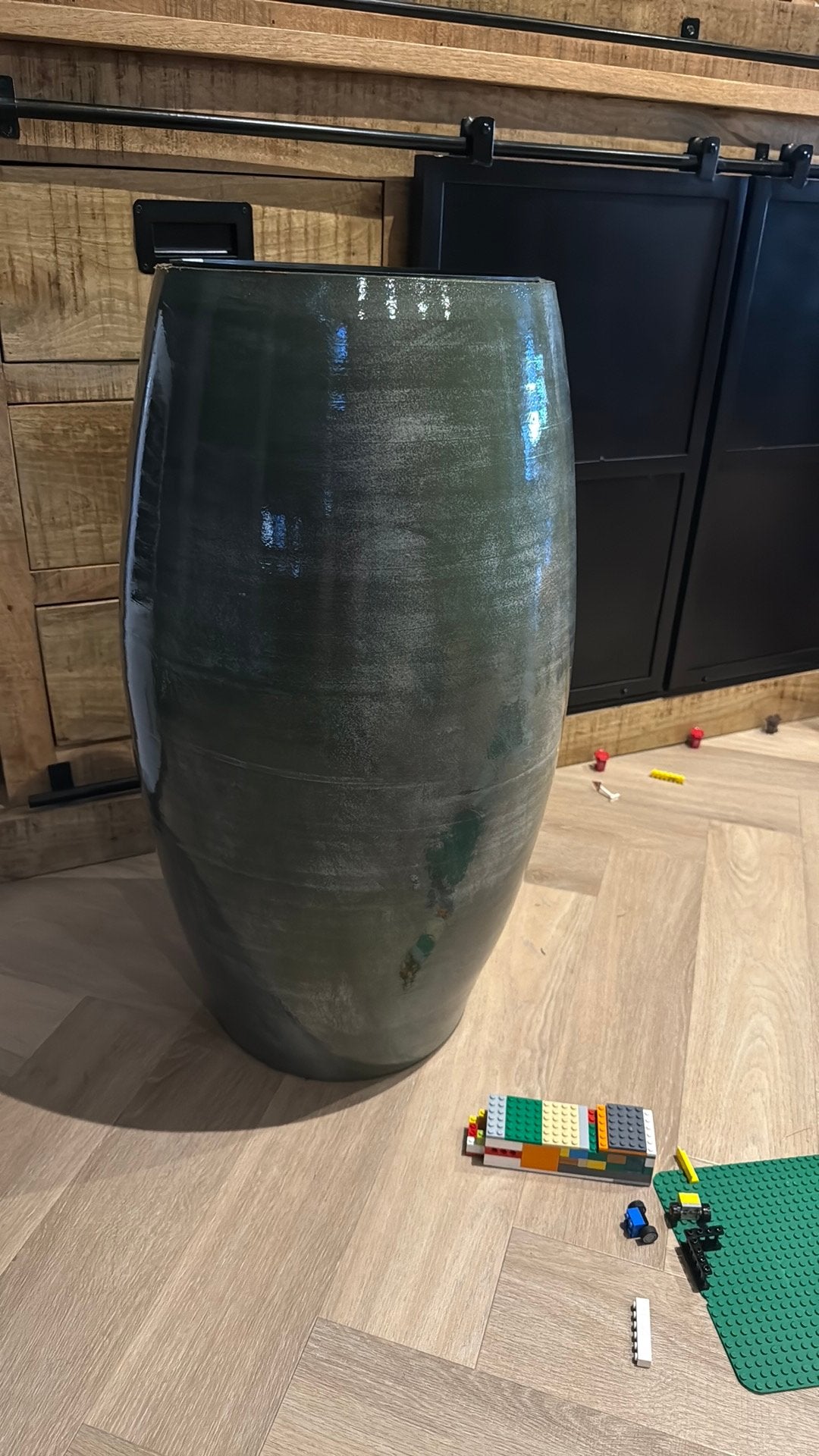 Bloempot lester, groen, d 39 cm, h 70 cm, Mica Decorations, Kunststof, Rond, Zo goed als nieuw, Minder dan 40 cm