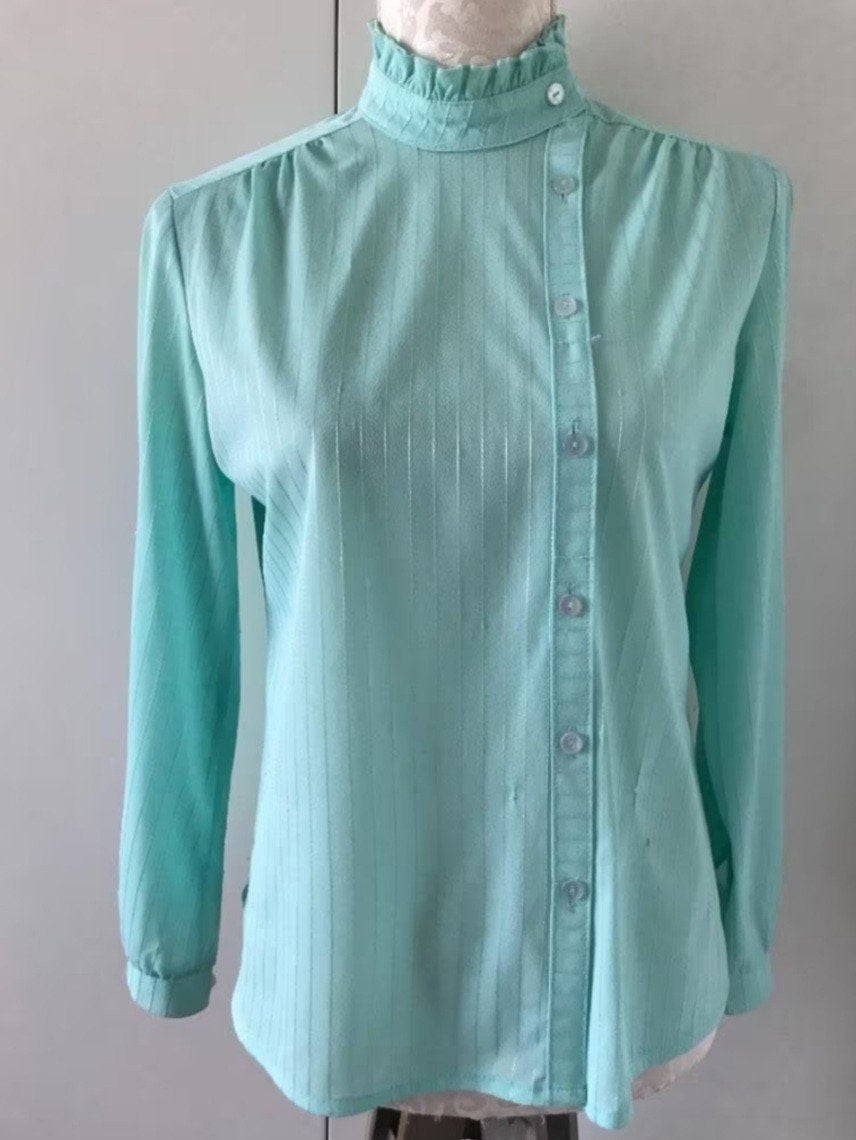 Vintage Mintgroene Blouse, Ophalen of Verzenden, Zo goed als nieuw, Maat 38/40 (M), Groen