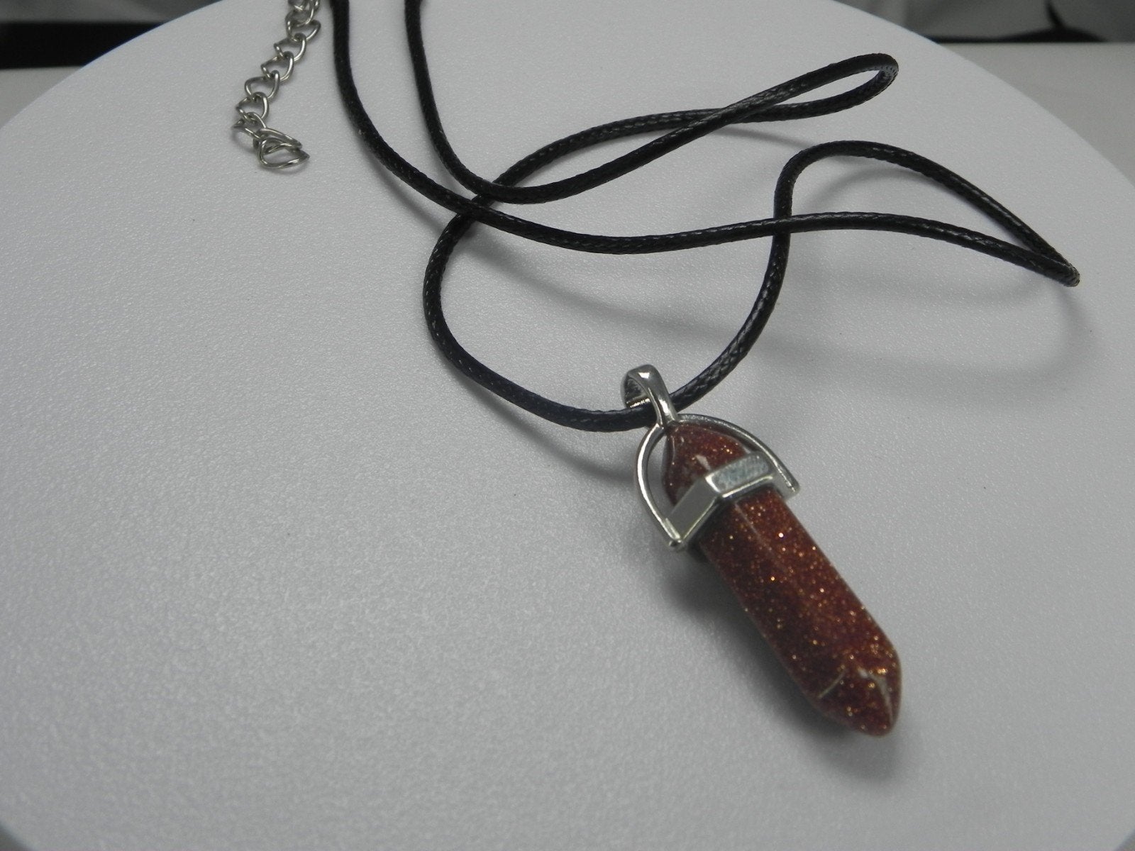 Zwarte ketting met hexagonale Goudsteen hanger, Overige materialen, Verzenden, Zwart, Nieuw