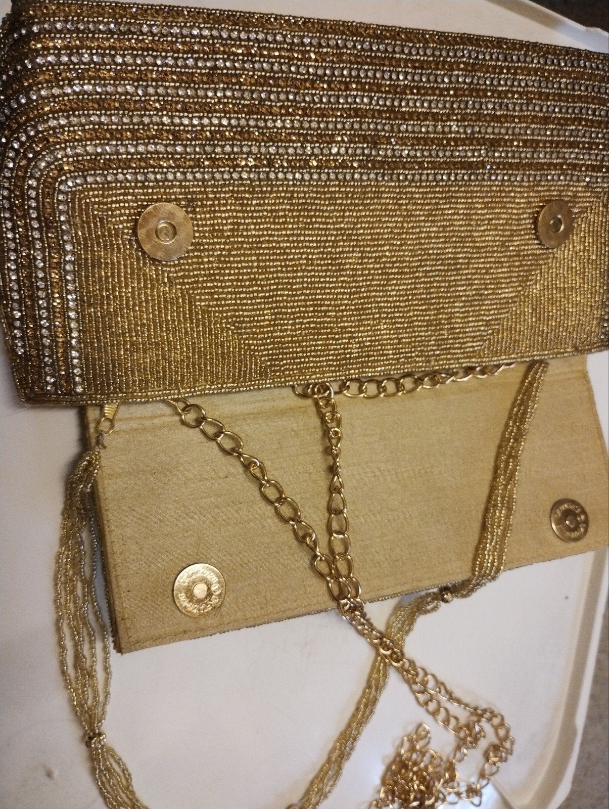 Gouden Avondtasje met Kralen en Strass, Ophalen of Verzenden, Nieuw, Overige kleuren, Avondtasje