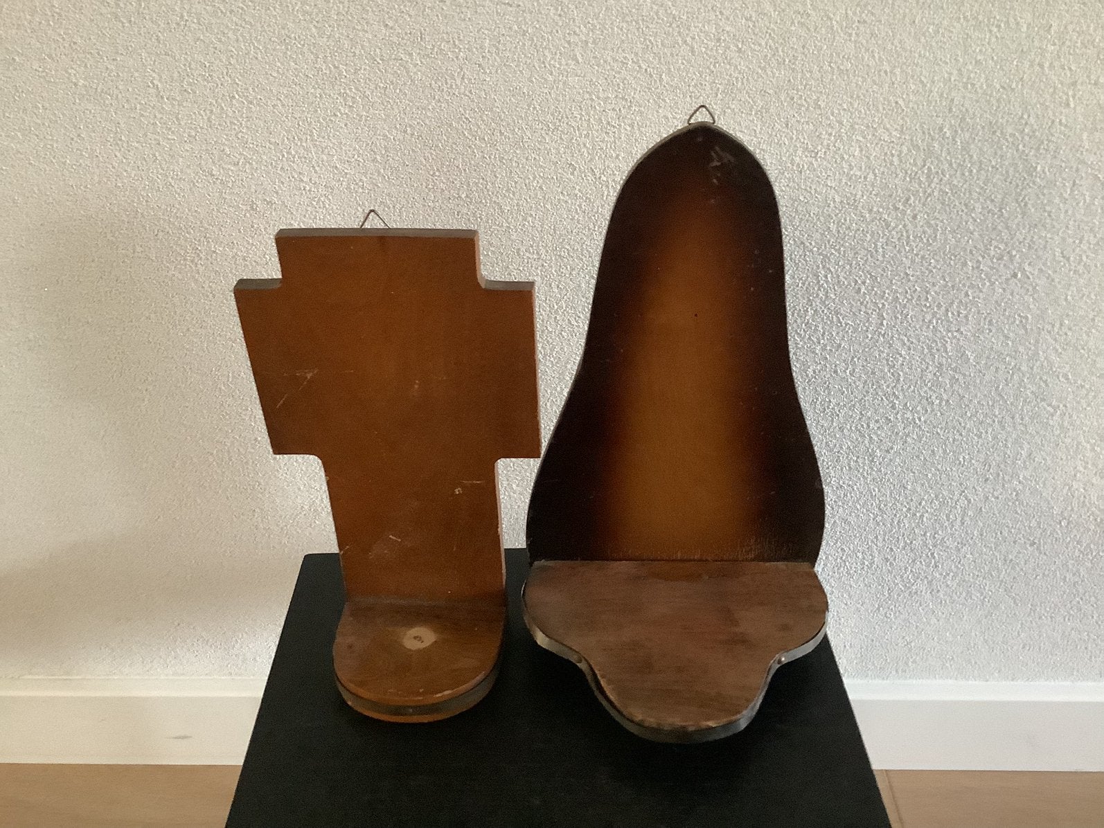 Antieke houten wandconsole voor een beeld, Ophalen of Verzenden