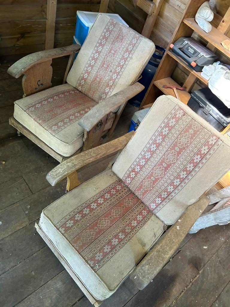 Twee rookstoelen, vintage, opknapper, Ophalen, Gebruikt, Hout