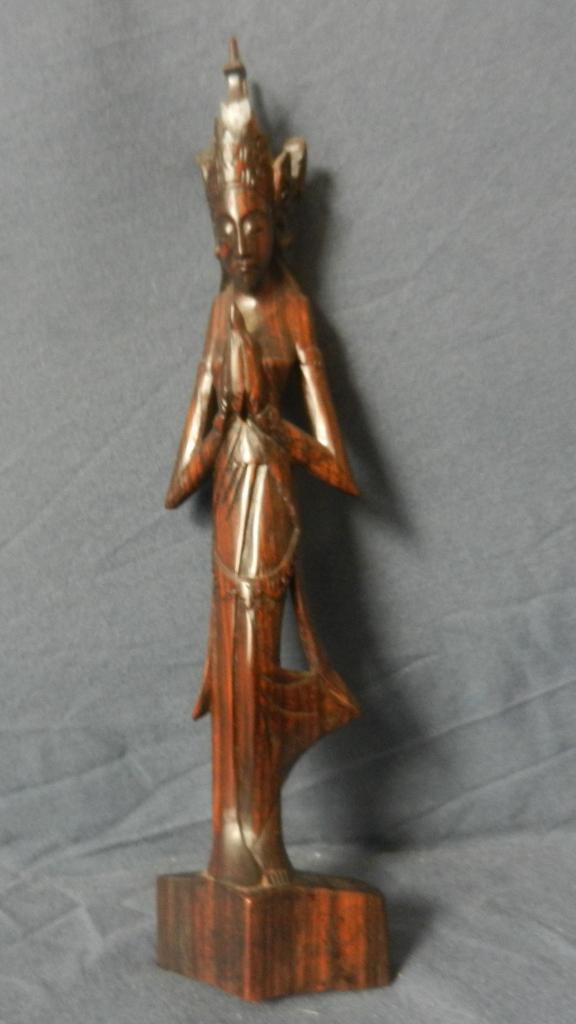 Coromandel sculptuur Staande prinses Bali Indonesie h. 30,5, Ophalen of Verzenden, Handgemaakt, 20 - 50 cm, Beeld