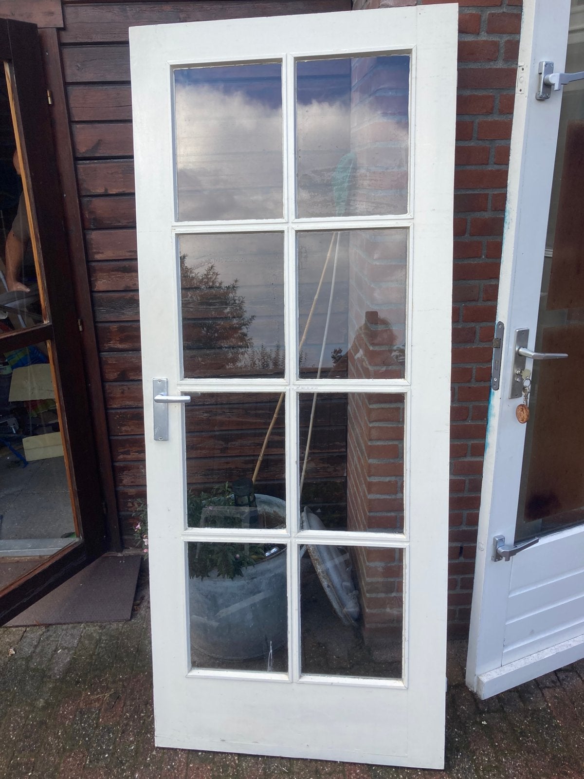 Hardhouten deur binnen/buiten 215x 83,5, Doe-het-zelf en Verbouw, Ophalen, Gebruikt, 80 tot 100 cm, Binnendeur