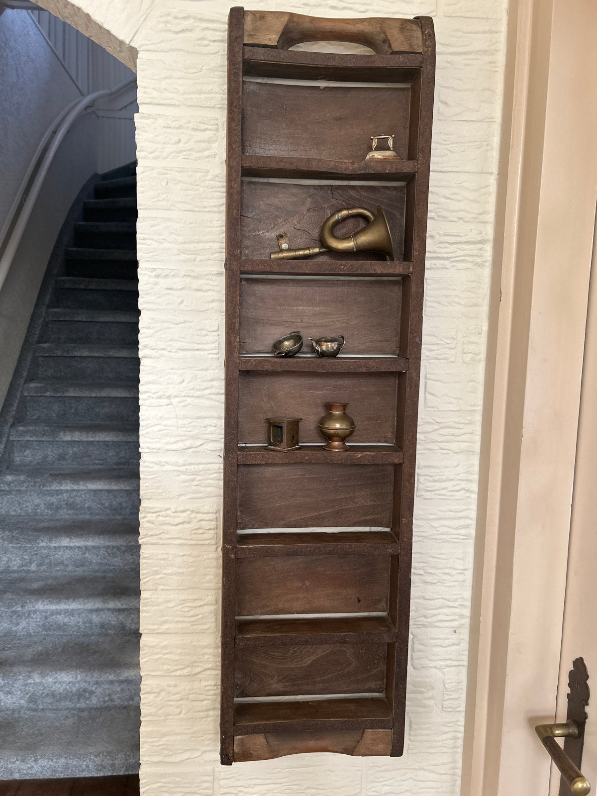 Vintage Houten Wandrek met Handvat - Decoratief & Uniek, Antiek en Kunst, Ophalen of Verzenden