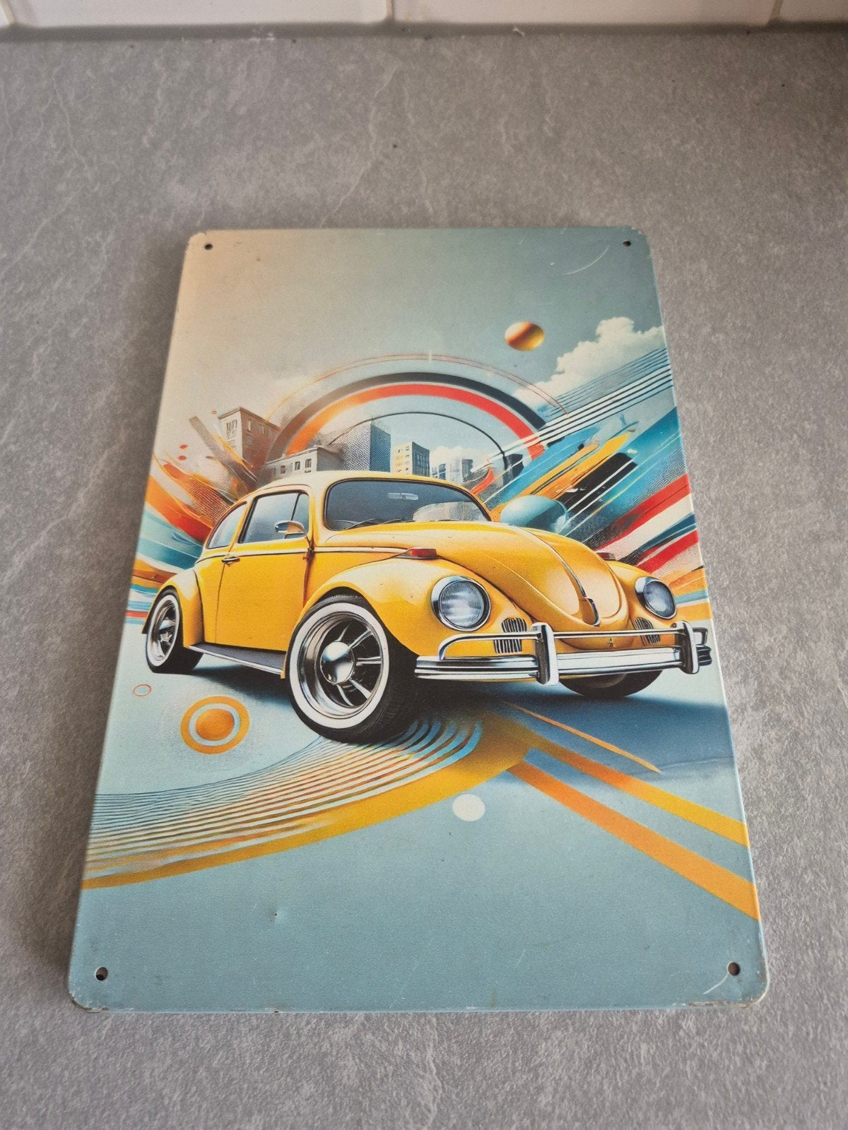 Metalen wandplaat Volkswagen Kever - Retro decoratie, Huis en Inrichting, 50 – 75, Minder dan 50 cm, Nieuw, Ophalen of Verzenden