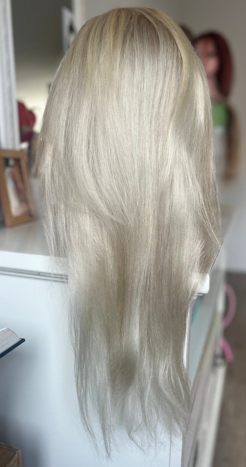 Platinum blond 75 cm human hair lace front wig, Ophalen of Verzenden, Nieuw, Pruik of Haarverlenging