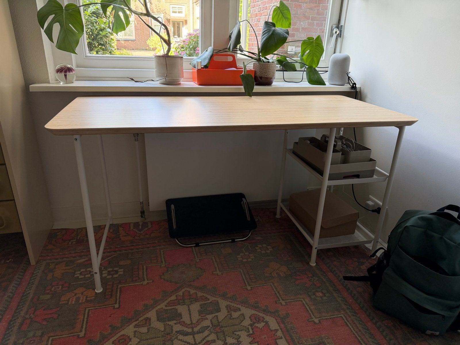 Bureau van Ikea (Anfallare bamboe met Spand onderstel), Ophalen, Demontabel, Gebruikt, Scandinavisch
