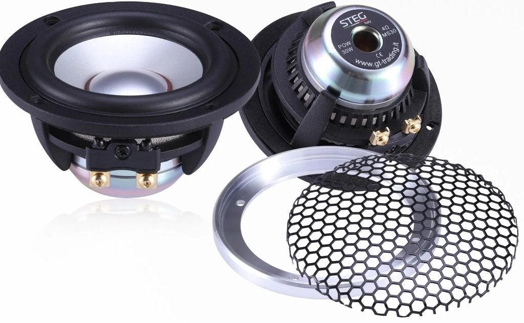 STEG MS30 Mid Range Speaker 87mm met grill 30W RMS - 1 paar, Auto diversen, Steg, Nieuw, Ophalen of Verzenden