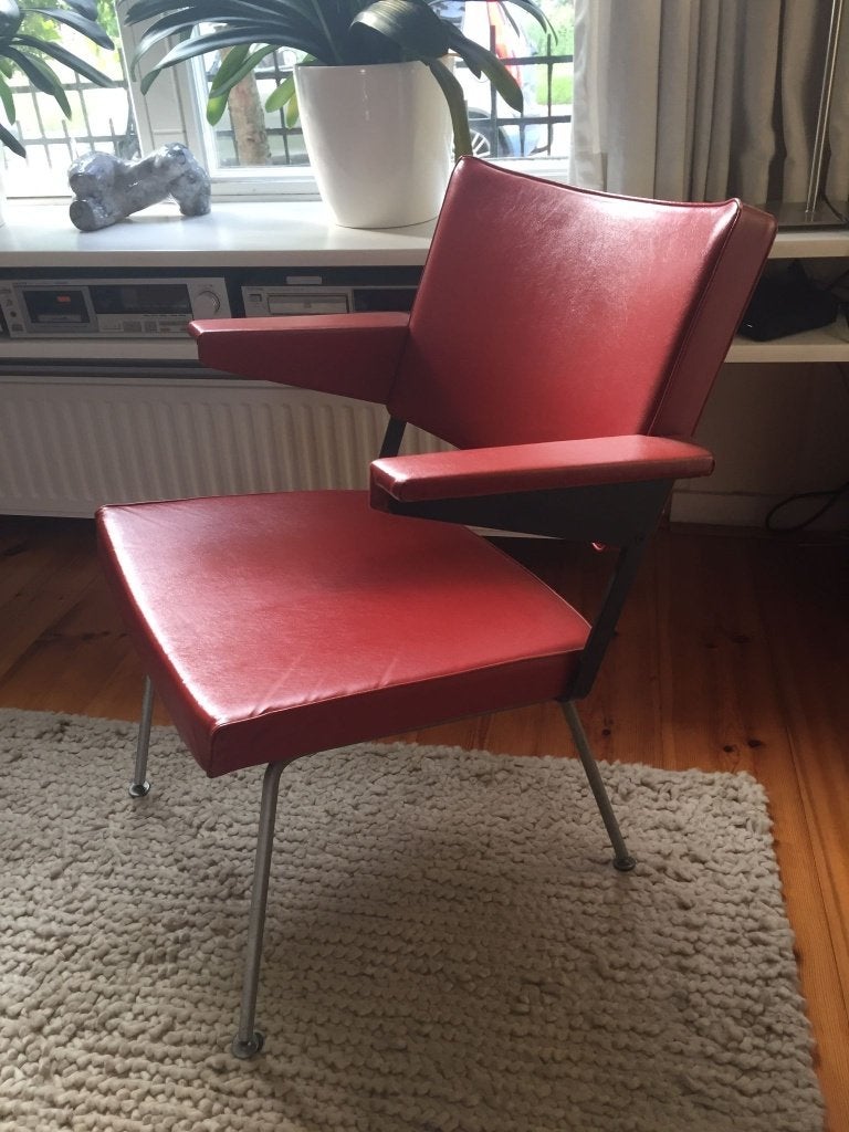 Gispen stoel-fauteuil, Huis en Inrichting, Ophalen, Rood, Eén
